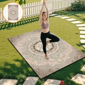 Professional Yoga Mat Vintage Mandala Print, Non-Slip Shock Absorbing Natural Rubber Fitness Pad, Home Beginner Wide Thick Gym Mat