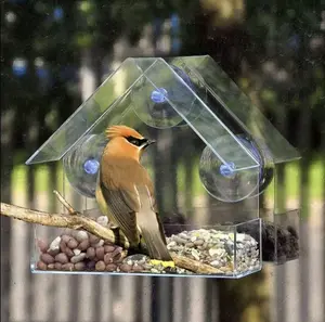 Clear Window Bird Feeder – Transparent Hanging House with Suction Cups, Outdoor Floating Bird Feeder, Front Porch Decor & Pet Supplies for Backyard