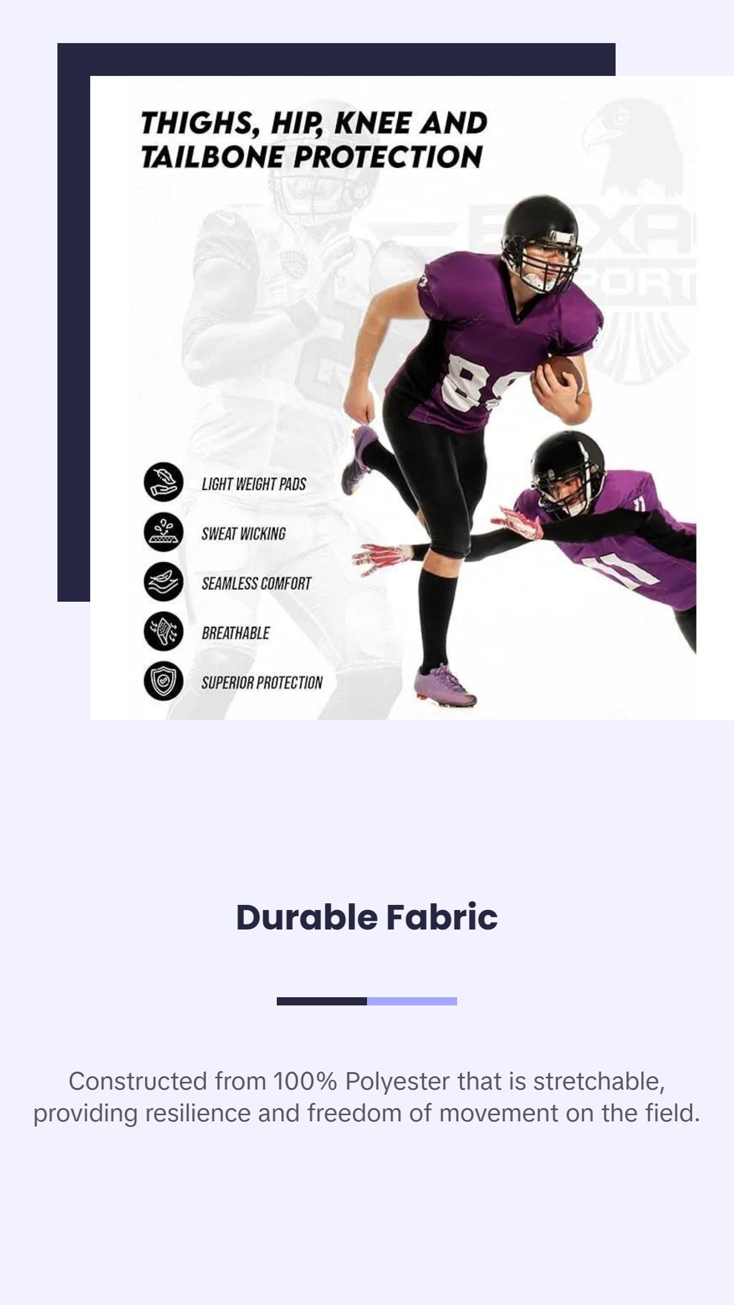 Exxact Sports Rebel Mens Integrated Football Pants with Built-in Pads, Lightweight Football Practice Pants with Lace-up Fly (A, White)