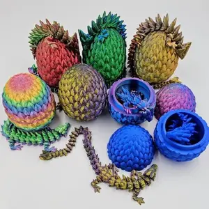 Surprise Dragon Egg With Articulating Gemstone Dragon | Adjustable Lid Plastic Mystery Storage Box