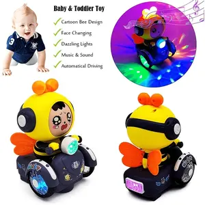 Cartoon Bee Car Electric Toy, Bee Karting, Four-forms of Automatic Face Changing, Colorful Sound and Light, Baby's Favorite Holiday Gift