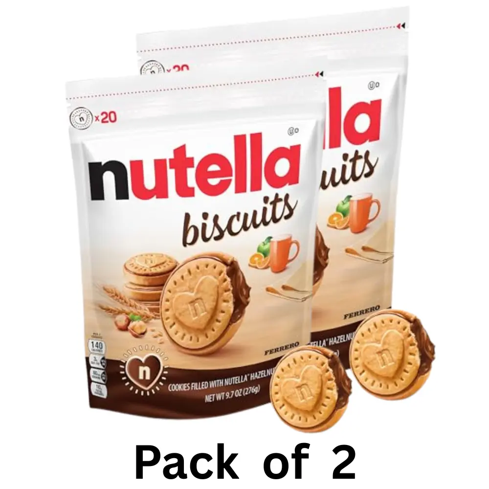 Nutella Biscuits Cookies Filled with Nutella Hazelnut Spread, Sweet Snack Pack, 9.7 oz (Pack of 2)