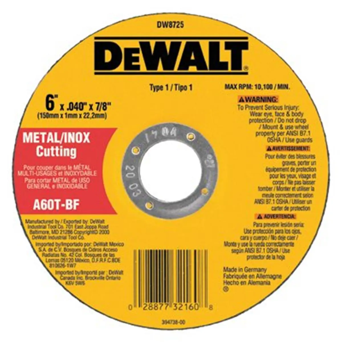 212 MAIN Metalthin Cutoff Wheel, A60T Type 1, 6x0.040x0.88" Cutting Tool for Metal and Stainless Steel, Ideal for Steel Cutting