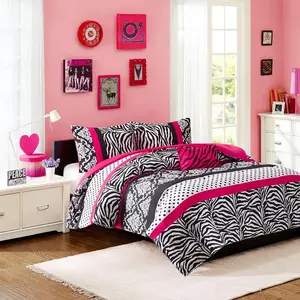 Mi Zone Reagan Comforter Set Fun Bedroom Decor - Modern All Season Polka Dot Print, Vibrant Color Cozy Bedding Layer, Matching Sham, Decorative Pillow, Zebra Pink