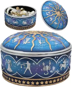 Ebros Greek Zodiac Constellations with Sun and Moon Lid Decorative Trinket Box