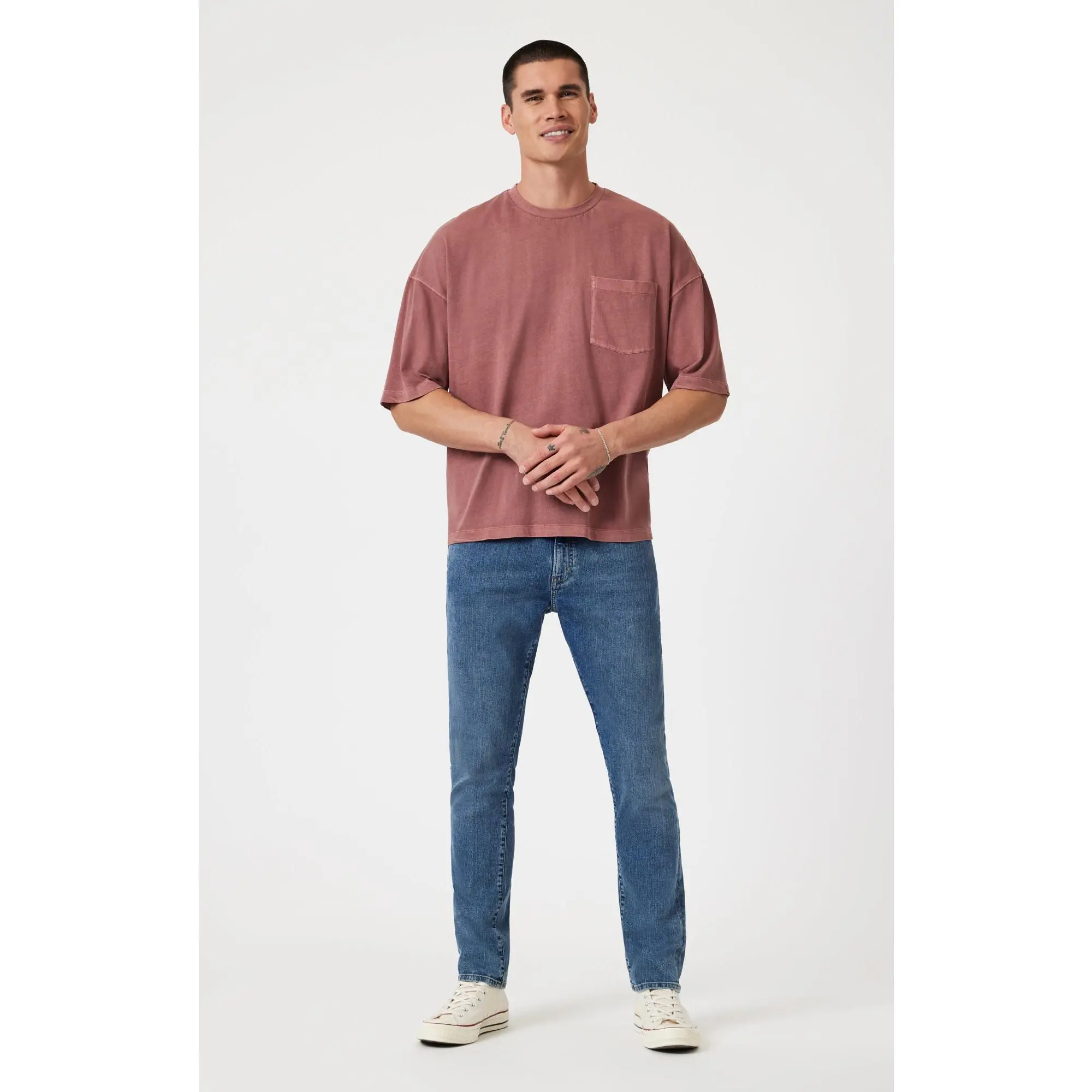 Women's Marcus Slim Straight Leg Jeans - Pants, Bottom, Regular Rise, Comfortable Stretch Selvedge Cotton Fabric, Light Brushed Washed Denim, Casual OOTD, Full Length, Machine Washable, Elastane, Slim Fit, Stretch Fabric, Comfortable Rise