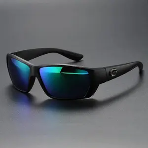 COSTA Del Mar Polarized Sunglasses for Men, Durable Black Frame Green Mirror Lens Sport Shades for Driving Fishing Outdoor Wear Full Box
