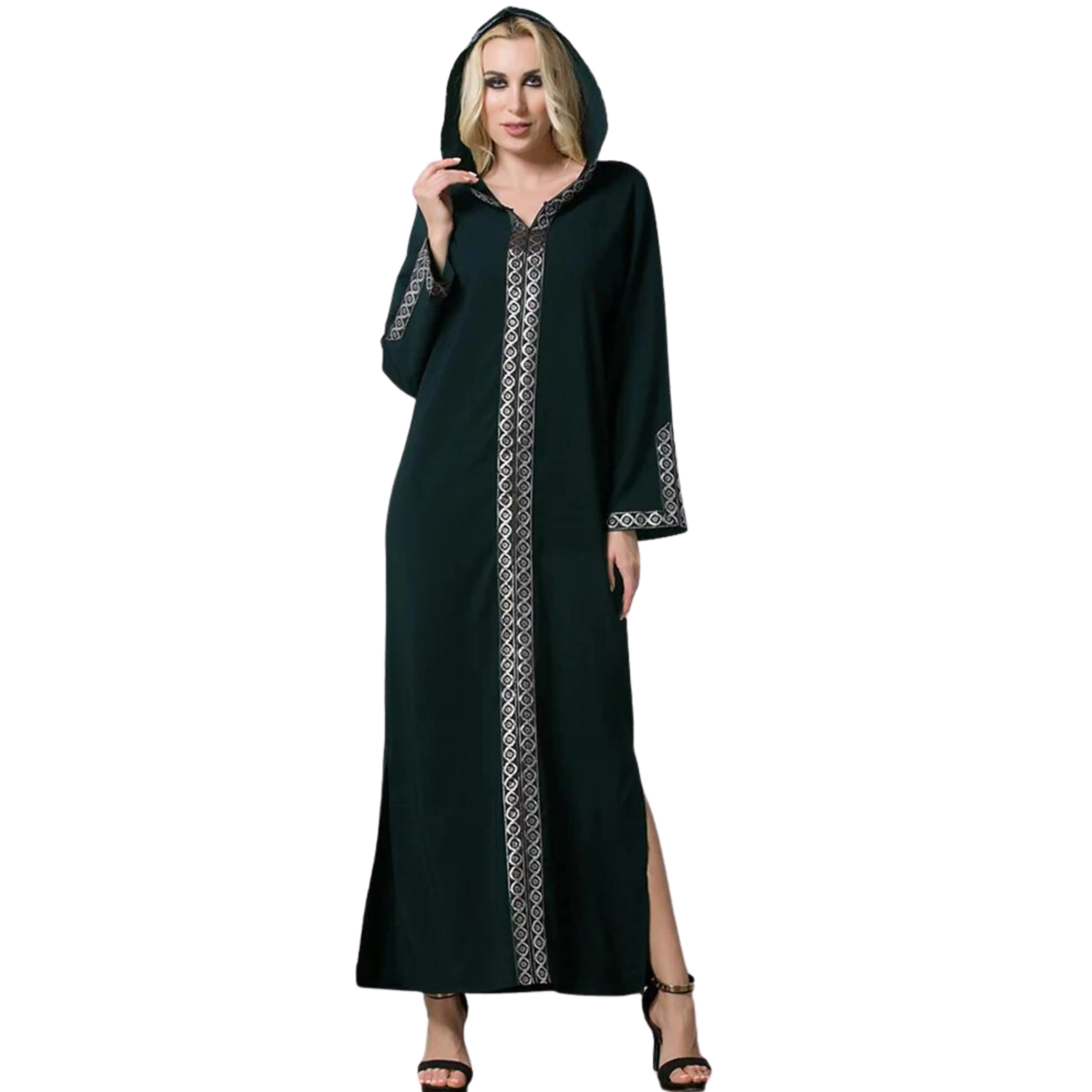 Arabian Dress - Side Slit Hooded Long Dress