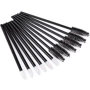 Tbestmax 200 Disposable Mascara Wand Spoolies & Lip Brushes Soft Firm Bristles for Eyelash Extensions Makeup Kits Black Compact Set Smooth Cosmetic Cleansing