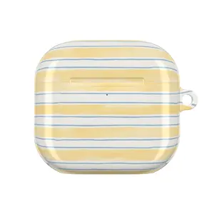 Yellow Blue Striped AirPods Case for AirPods 1 2 3 4, AirPods Pro 1 2 3, Coastal Summer Aesthetic Earbuds Cover, Soft Vintage Protective Case