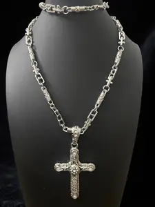 Stainless Steel 30in Barrel Chain W/ VVS CZ Cross