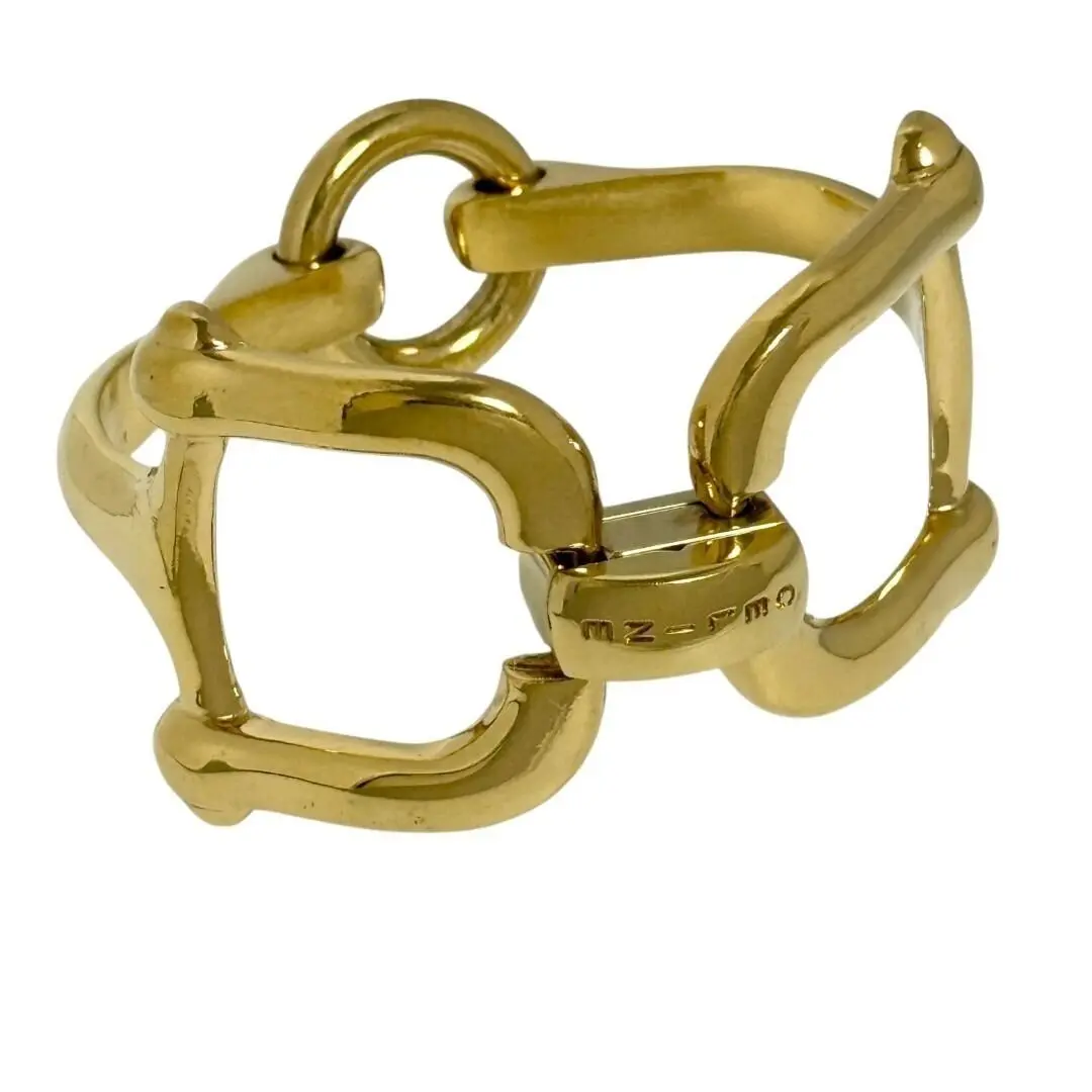 Pre-owned Celine Gold-plated Small Leather Goods Vintage Horsebit Bracelet