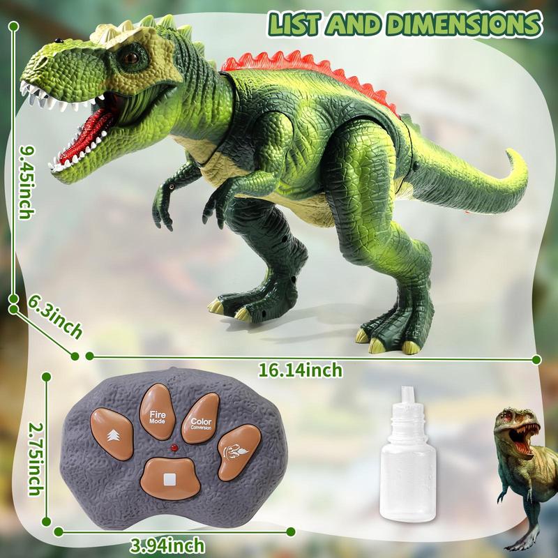 Remote Control T-Rex Dinosaur Toy for Kids RC Dino with Lights, Mist Spray & Realistic Sounds Perfect Gift for Boys Play Interactive