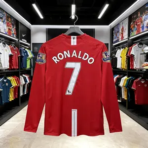 07 08 Long Sleeve 7# Ronaldo Home Soccer Jersey Red Fans Version