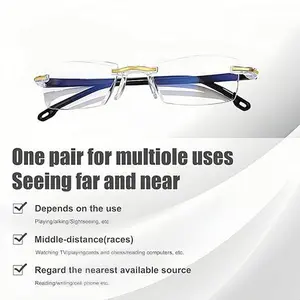 A pair of smart zoom frameless reading glasses, high-definition, eye-protecting, blue light blocking, suitable for both men and women. Daily Rimless Eyeglasses white elephant gifts for adults