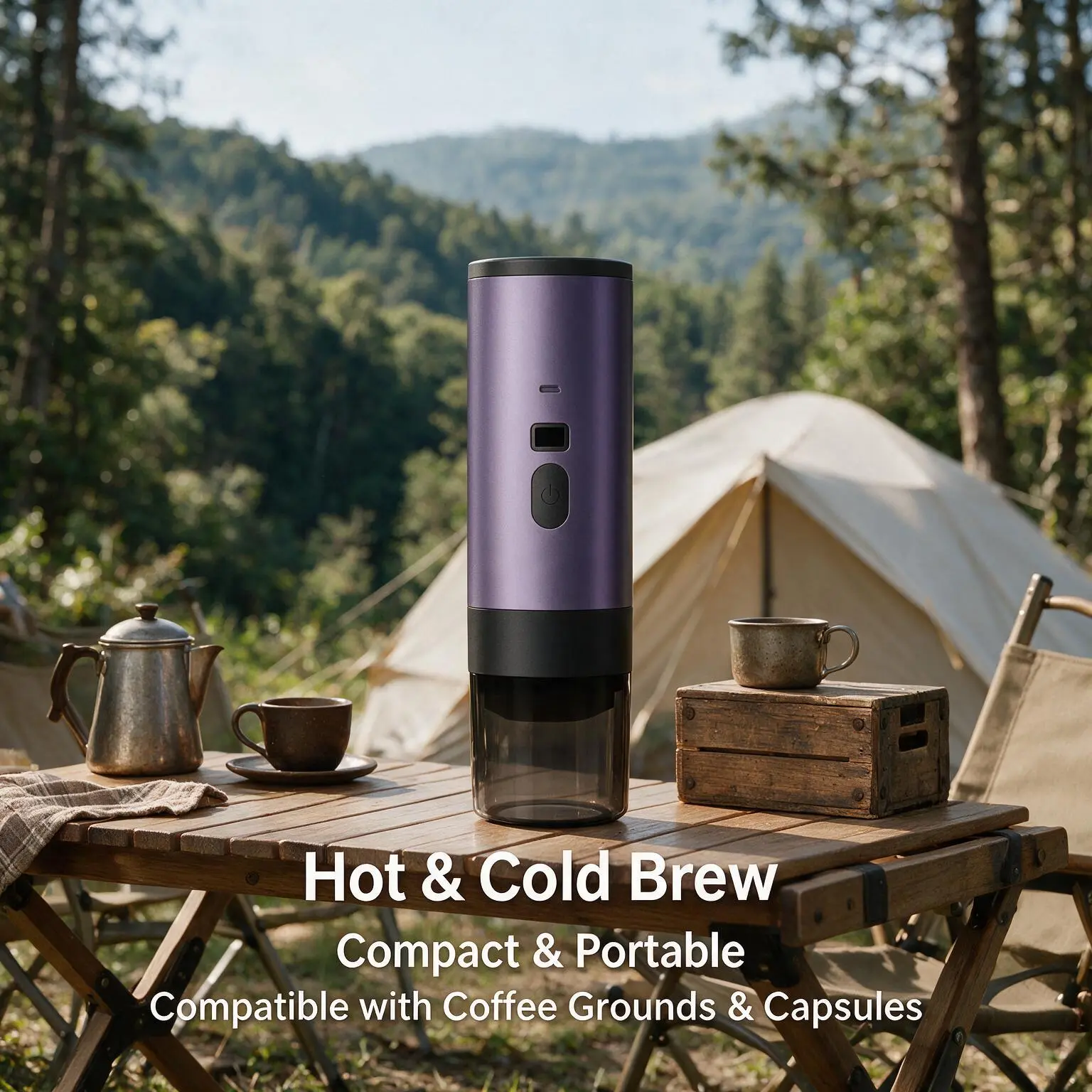 Rechargeable Portable Espresso Maker Hot & Cold Brew Coffee Machine Compatible with Ground Coffee and Capsules