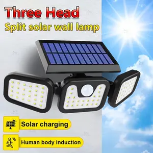 Solar Security Light Motion Sensor, 74 LED Solar Lights Outdoor, 3 Head Rotatable LED Wall Light, Solar Illuminated 3 Modes LED Motion Sensing Safety Light, IP44, Solar Flood Lights for Front Door, Yard, Garage, Sidewalk, Pathway, Outdoor Safety Lighting