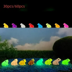 30pcs/60pcs Glow-In-The-Dark Frogs Garden Micro Landscape Figurines, Creative Resin Craft Accessories, Miniature Frog Ornaments
