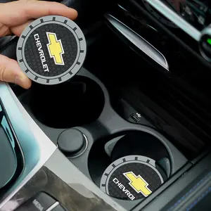 2pcs Carbon Fiber Car Water Slot Non-Slip Cup Mat, Compatible with Chevrolet Models, Durable & Easy to Clean, Perfect for Daily Use