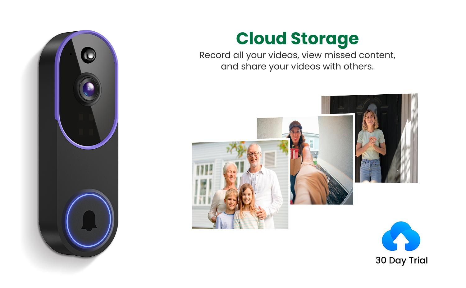 2PC Wireless Video Doorbell Camera, Smart Security Doorbell Camera, 1080P, AI Human Detection , Night Vision, Instant Alert, Two Way Audio, 2.4G WiFi Only, Simple Installation and Rechargeable Battery, Cloud Storage, WiFi Camera