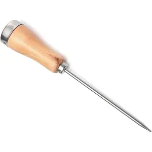 8.5-inch ice crusher, silver stainless steel ice pick with wooden handle for breaking ice (1 piece)