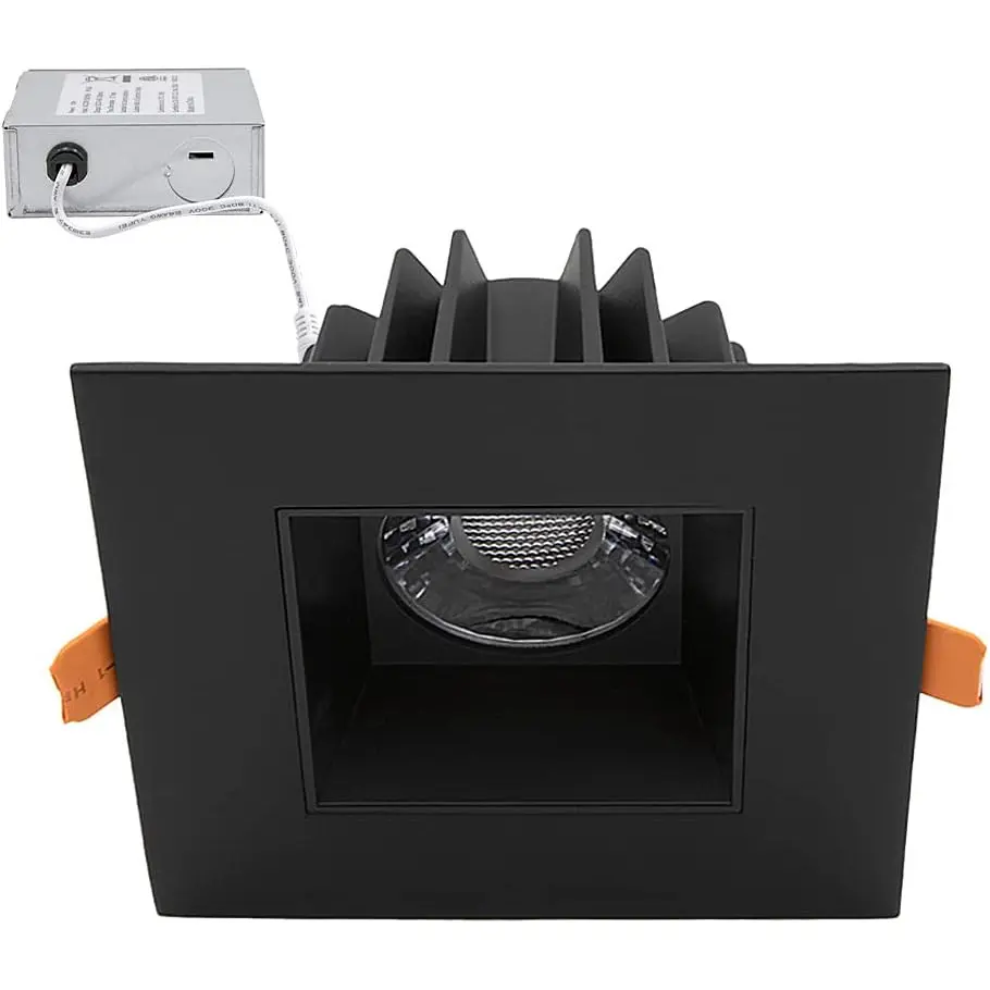 4" Anti-Glare LED Square Downlight, 1050 Lumens, 5 CCT, Black