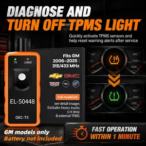 [GM only not universal 315/433MHz] EL-50448 TPMS Relearn Tool for GM Tire Sensor TPMS Reset Tool Tire Pressure Monitor system Activation Tool OEC-T5 for GM Buick/Chevy/Cadillac Series Vehicles 2023 Edition (Battery not included) outdoorfun