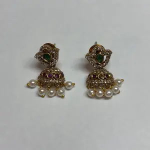 Traditional Indian Jhumka Earrings South Indian Style Jewelry Antique Look