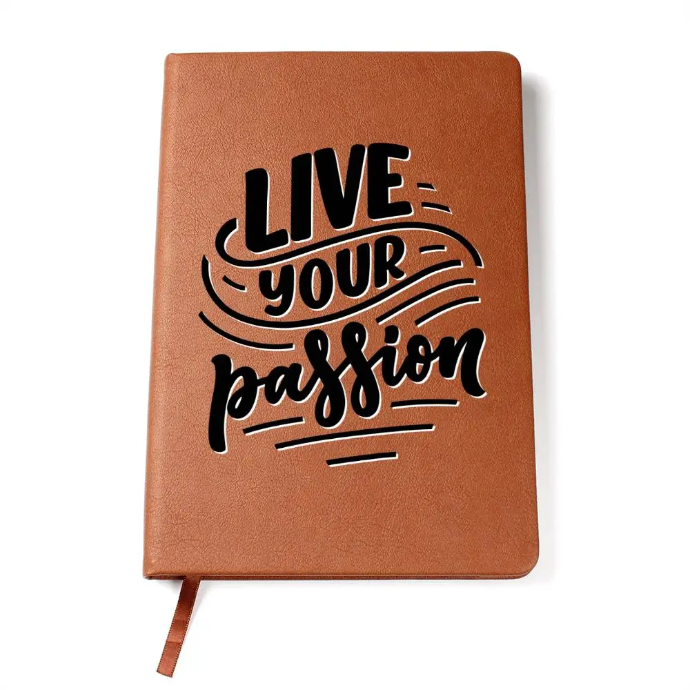 Custom Printed Vegan Leather Journal - Inspirational Theme, Elastic Closure Band, Motivational Print, Leather Notebook Cover, Ribbon Bookmark, 11.33 oz Office Stationery Notebook