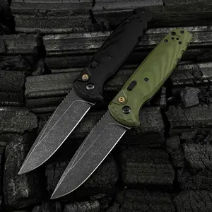 4300BK-02 CLA Folding Pocket Knife 3.4" CPM-MagnaCut Stainless Steel Black DLC Battlewash Plain Blade, G10 Handles with pocket clip Outdoor Hunting Survival knife Hiking self defense tactical knife Camping Fishing Tools EDC Knife