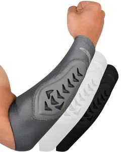 Exxact Sports Padded Forearm Compression Sleeve - Football Arm Sleeves for Men Baseball (Gray)
