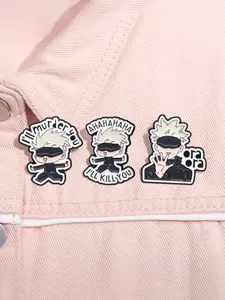 3pcs/set Cartoon Anime Jujutsu Kaisen Enamel Pins Manga Animated Itadori Yuji Gojo Satoru Metal Brooches Lapel Backpack Badge Fashion Jewelry Accessories Gifts for Friends