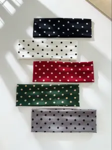 Women's Polka Dot Sports Headbands, Elastic Fabric Hair Bands for Yoga, Running, Fitness, Workout Headband, Boho Style Accessory Set of 5 Pieces