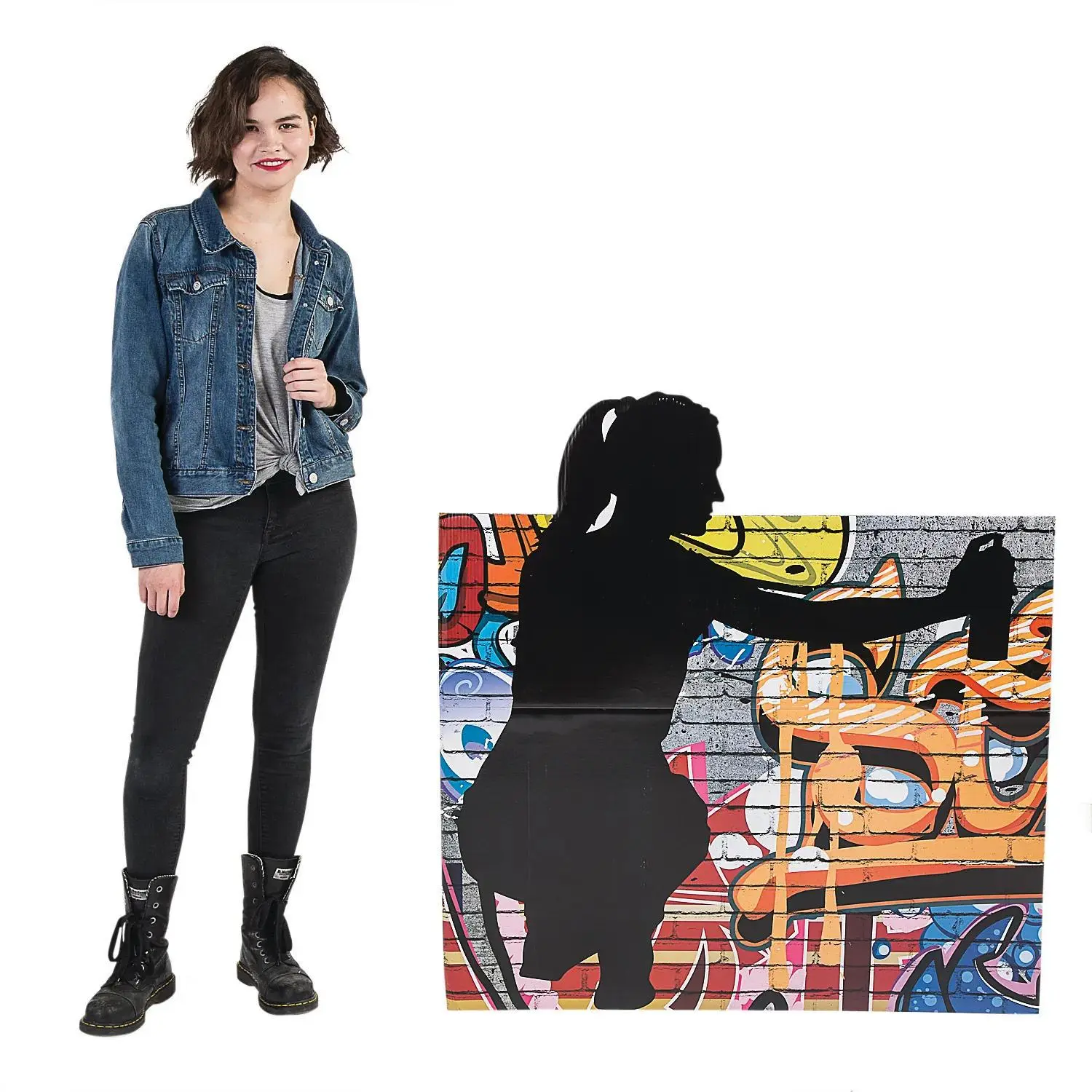 46" Female Graffiti Artist Silhouette Cardboard Cutout Stand-Up