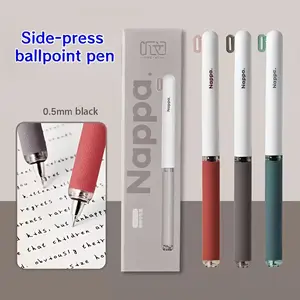 3pcs High-end Vintage Imitation Nappa Side-click Gel Pen Set,  (0.5mm Black Ink). Features a Comfortable Grip, Smooth Writing, Quick-drying Brush Tip, and a Stylish Vintage Aesthetic. Ideal for Students, Office Use Ballpoint Pen Kit