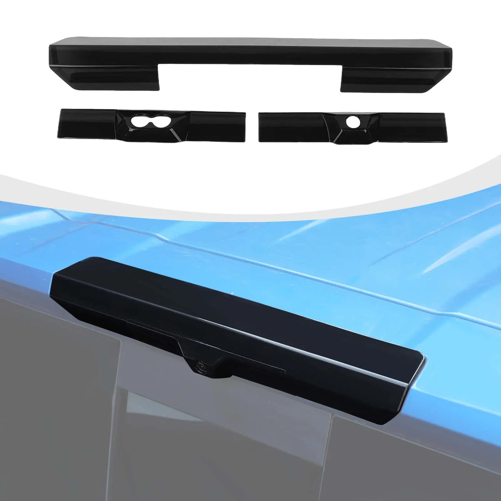 ABS High Brake Tail Light Trim Cover 3-Item/Set for Chevrolet Silverado/GMC Sierra 2022+, UV-Resistant Coating, Scratch-Resistant Coating, Adhesive Backing, Easy DIY Installation Truck Exterior Decorative Accessory
