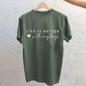 Iprintsy Life Is Better With My Boys Breastfeeding T-shirt for Postpartum Moms,Breastfeeding and Pumping Friendly T-Shirt, Postpartum Mom, Nursing Apparel with Zippers for Breastfeeding or Pumping