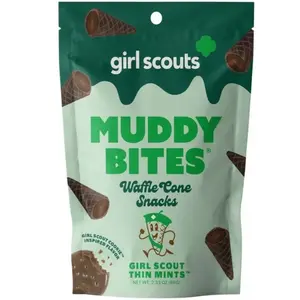 Muddy Bites Waffle Cone Snacks Girls Scout Thin Mints Flavored 1 Bag 66 Grams