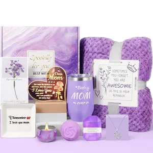 Summer Spring Gift for Mom, Mothers Day Gifts for Mom from Daughter Son, Relaxing Spa Gift Basket with Flannel Blanket, Night Light, Thoughtful Mom Birthday Gifts, Mothers Day Gifts, Christmas Gifts for Mom