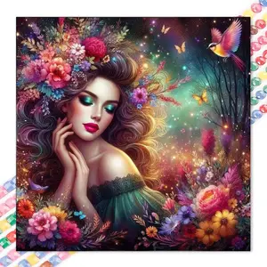 1pcs 5D DIY diamond painting kit, 5D diamond art kit, DIY decoration, Crafts, Wall Art Painting, flowers, butterflies, Diamond painting kit diamonds for DIY, mosaic, diamond art, DIY home decoration, suitable for Halloween and Christmas