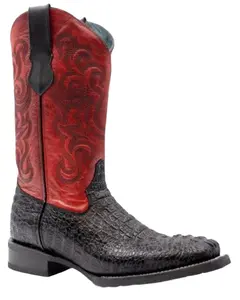 Ferrini Men's Men'S Crocodile Print Western Boot Broad Square Toe - 40493-04-Blk