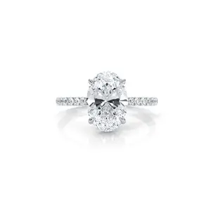 IGI Certified Oval Diamond Engagement Ring for Women - Hidden Halo U Pave Set - 14k White Gold, 2.51 Ctw.