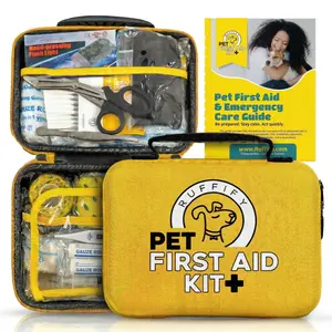 Ruffify Dog First Aid Kit – Vet Approved Essential Items Pet Emergency Kit Accessories for Car, Travel, Hunting, Hiking & Camping Gear with Mini Pouch for Home, Office & Outdoor Adventures