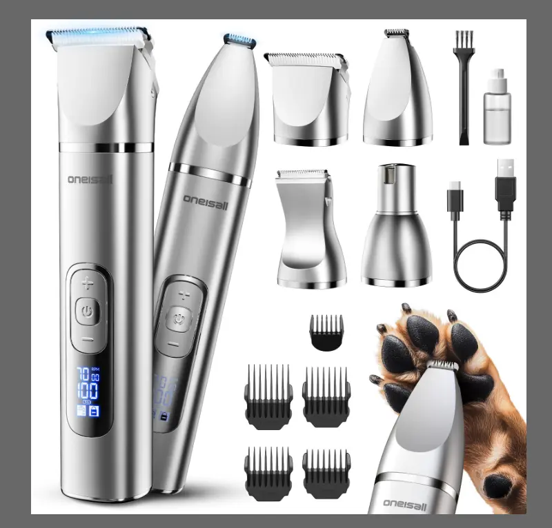 Oneisall 4 In 1 Dog Grooming Kit With LCD Display