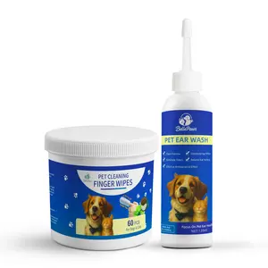BellePaws Pet Ear Cleaner and Finger Wipes Bundle