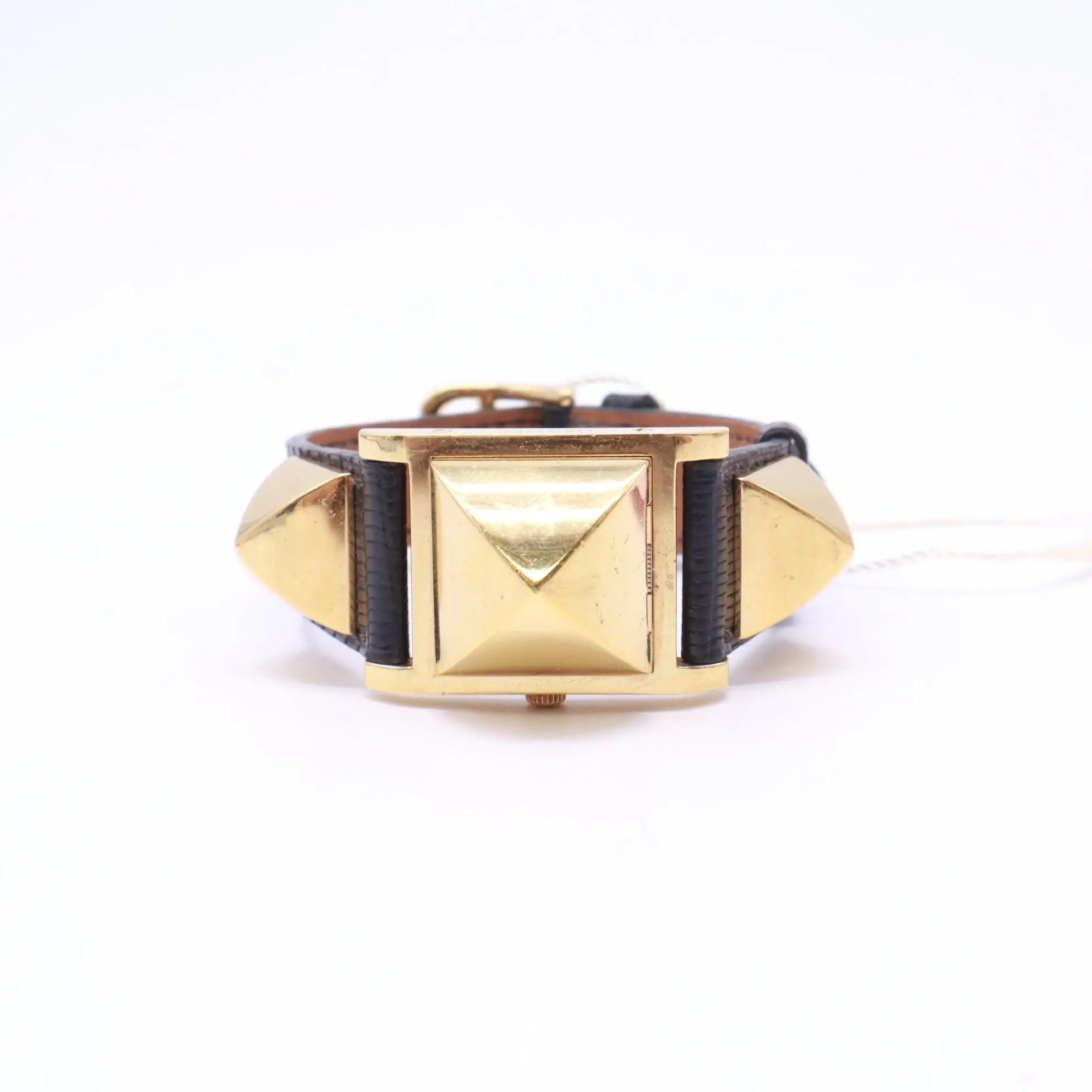 Pre-owned Hermes Stainless Steel Medor Quartz Watch Etoupe twins LDJ5316