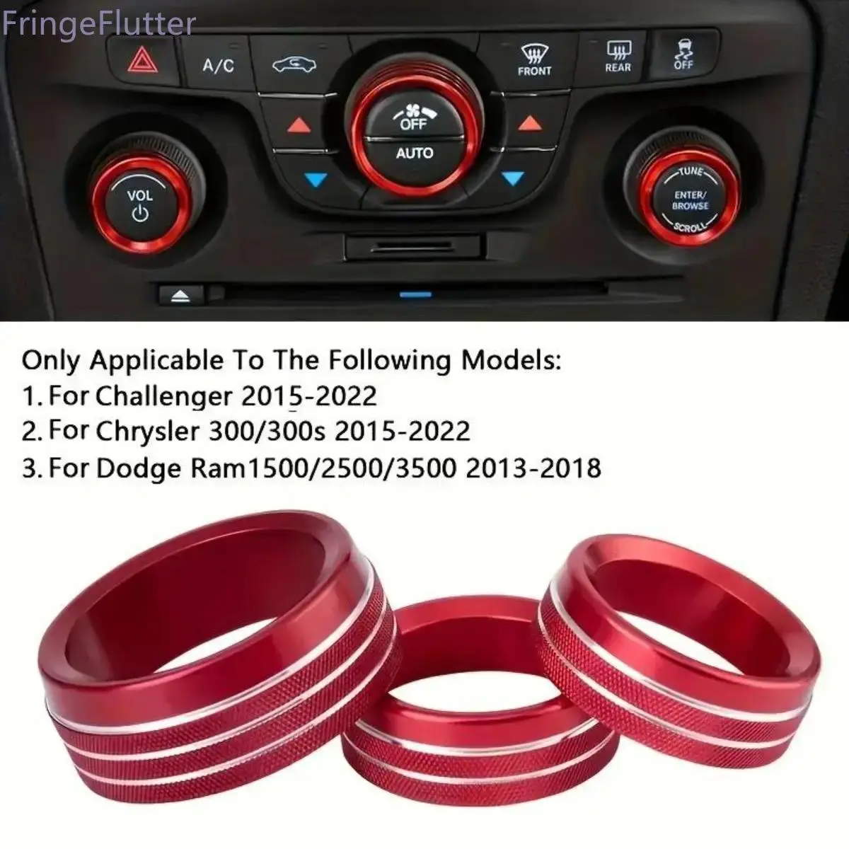 3-Piece Red Metal Trim for Dodge Challenger | Sporty Perfect-Fit Interior Upgrade
