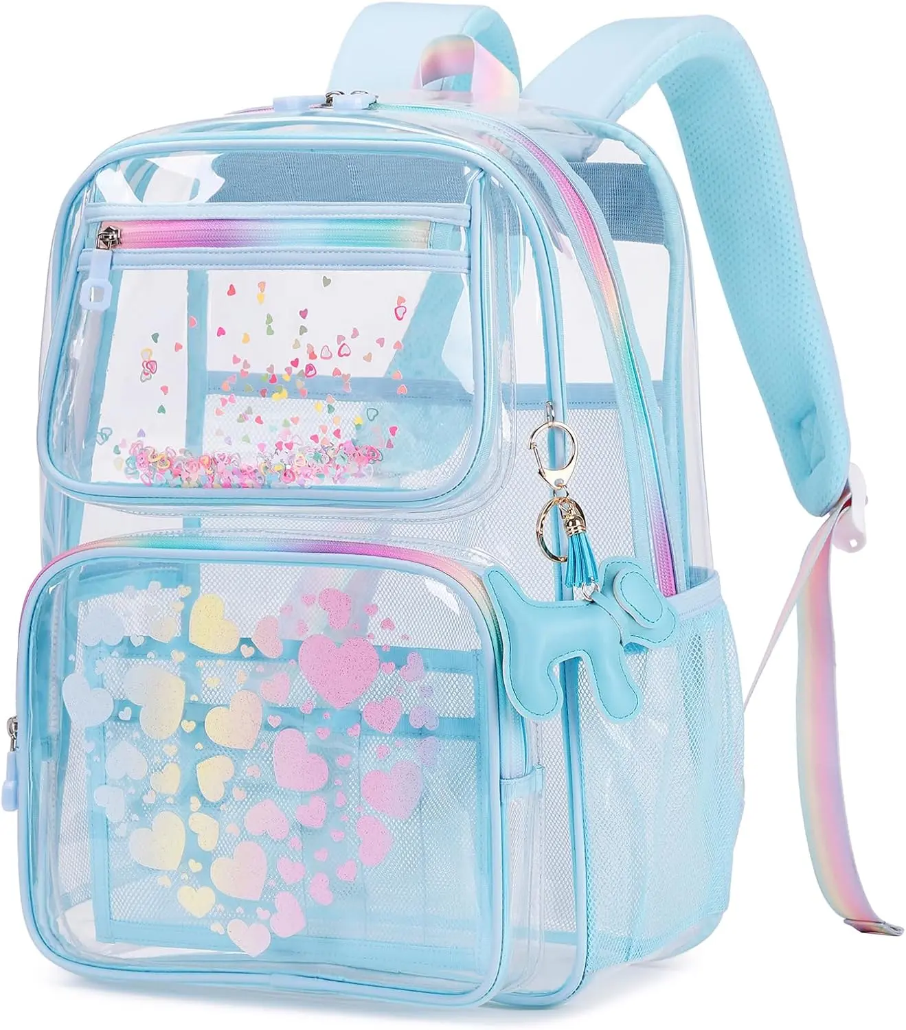 Clear Backpack for School Girls, Heavy Duty TPU Transparent Backpack Stadium Events Approved, Clear Bookbag