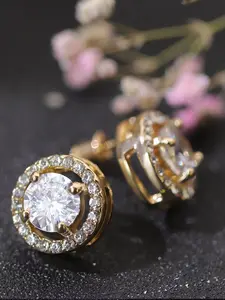 Fashionable round zircon earrings, perfect for daily wear, vacations, and dates, also make an exquisite and delightful gift, Stud earring jewelry