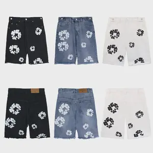 2026   Summer Denim Tears Kapok Printed Loose Casual Trendy Denim Shorts for Men and Women